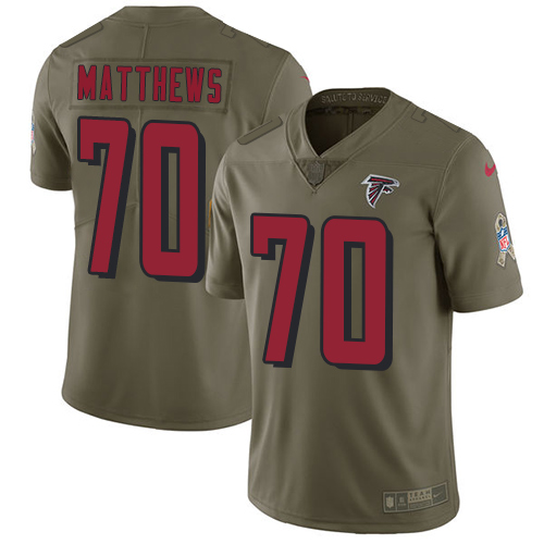 Nike Falcons #70 Jake Matthews Olive Men's Stitched NFL Limited Salute To Service Jersey